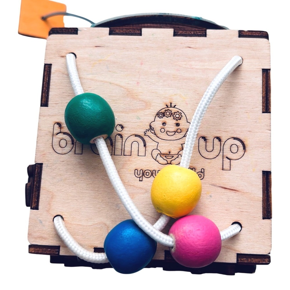 BrainUpToys Wooden Montessori Busy Cube Sensory Activity Toy Toddler Learning